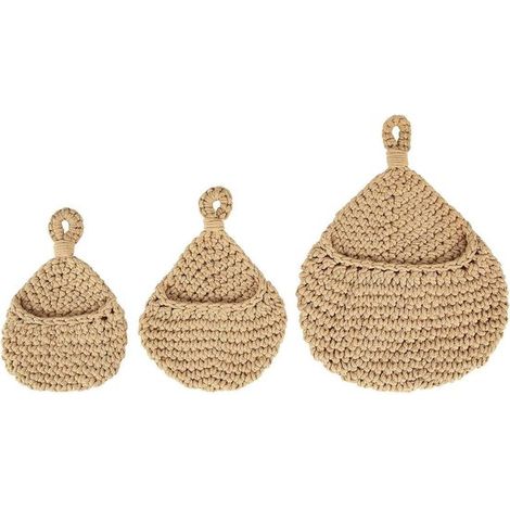 Cesto da appendere alla parete, cesto da frutta boho in 3 pezzi, cesti da appendere per la cucina, cesto decorativo da appendere per la cucina (1/5)