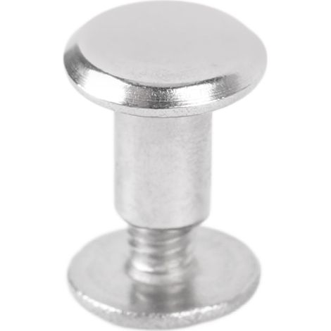 Lot de 100 rivets et vis M2.5 en acier inoxydable à tête plate ronde pour la décoration de vêtements et la maroquinerie (3,5 x 6 x 7 mm / 0,14 x 0,24 x 0,28 po). (1/5)