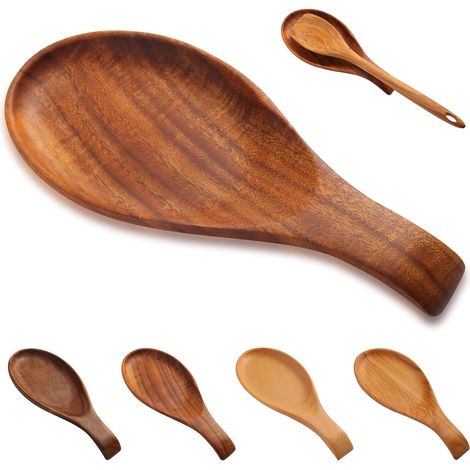 Repose-cuillère en Bois Acacia, Repose Cuillère Cuisine, Pour Louches, Pinces, Spatule, Porte-cuillère Pour Cuisinière, pour Ranger Les Ustensiles de Cuisine(Acacia) (1/5)