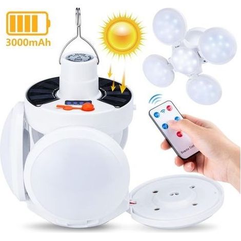 LED-Campinglaterne, 3000 mAh, Solarlampe, USB-aufladbar, 5 Leuchtmodi, 360° faltbar (1/5)