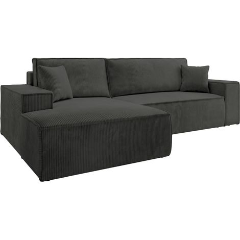 Selsey Farese - Ecksofa mit Schlaffunktion, Cordbezug, dunkelgrau, linksseitig (1/5)