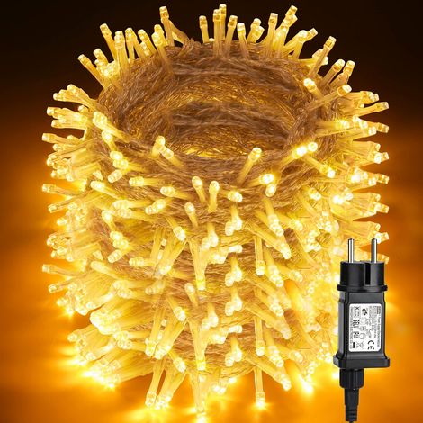 1 Guirlande Lumineuse, 1000 LED, Blanc Chaud, Fil Transparent, 8 Modes, Minuterie, IP44, Intérieur Extérieur (1/5)