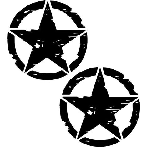 2-Piece Sticker Set, Black Star Military Decal, 4x4 Off-Road Star Military Destroyed US Army Stickers, 15 x 15 cm Sticker Kit, for Motorcycle, Off-Road, Car, Van (1/5)