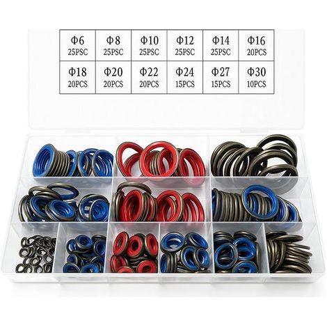 245 pièces bague d'étanchéité bouchon de vidange d'huile : joint NBR M6-M30 ensemble de joints d'étanchéité pour soupape de vidange d'huile système hydraulique automobile atelier entretien (1/5)