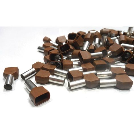 Embouts de cablage Pré-isolé double 2x10 mm² brun le lot de  100 pièces