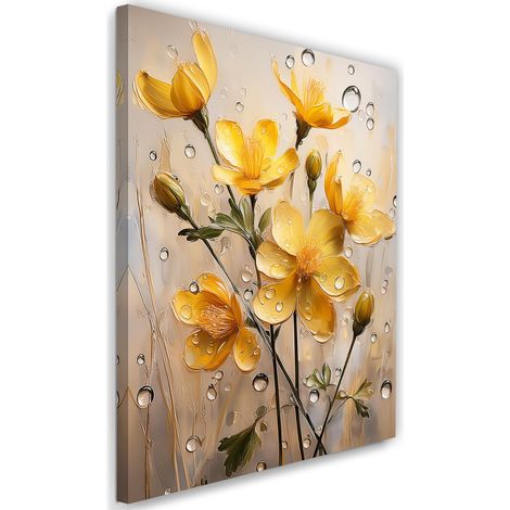 Tableau déco Fleur jaune à gouttes de pluie 40x60 (1/5)