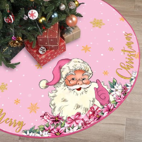 Falda para árbol de Navidad de 120 cm con estampado de copos de nieve, para decoración interior y exterior, ideal para la temporada navideña, Papá Noel (1/5)