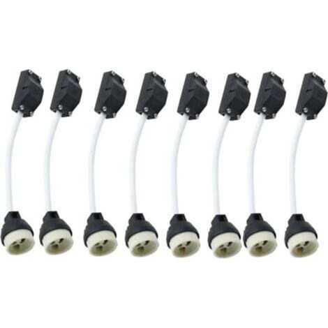 Confezione da 10 portalampade in ceramica GU10 con connettore per cavo, adattatore base GU10 da 2A 250V con cavo isolato per faretti LED, CFLS, alogeni e da incasso GU10.