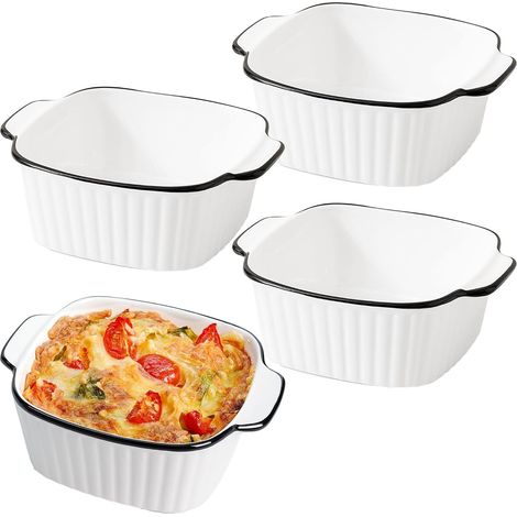Lot de 4 À Gratin En Céramique 14.511.55.5 cm Multifonctions Petits Plats de Cuisson Carrés Plat Gratin Four Plat a Gratin Individuel pour Cuisson Rôtissage Allant Au Four Et Au Micro Ondes (1/5)