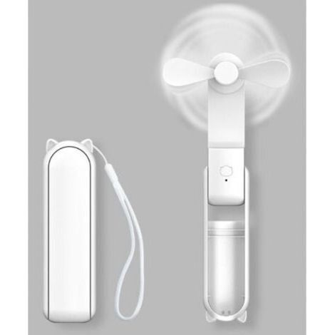 Ventilateur de Poche, Ventilateur à Main Portable, à Piles Rechargeables par USB [14-21 heures], Ventilateur Personnel Pliable et Silencieux Avec Autre batterie Externe, Lampe de Poche - Blanc (1/5)