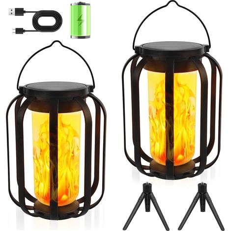 Farol solar colgante para exteriores con llama 3D realista, resistente al agua IP65, detección automática, luz decorativa de pared para jardín, valla, entrada de vehículos, porche, balcón - Iluminació (1/5)