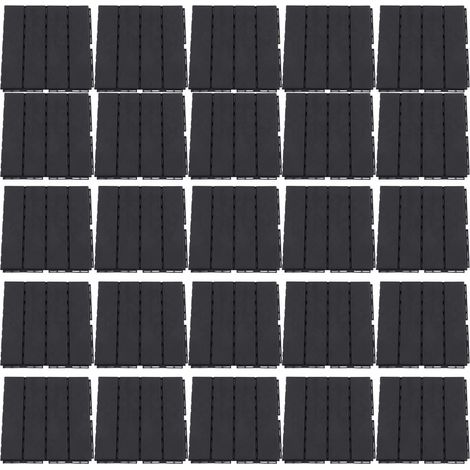 30 dalles de terrasse imbriquées antidérapantes et imperméables en plastique gris foncé pour patio extérieur et jardin (1/5)