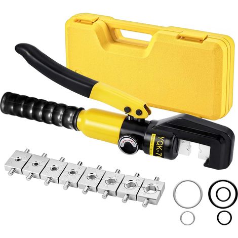 10T Hydraulic Crimping Tool with 9 Crimping Die Sets (4-70 mm²) for Copper and Aluminum Cable Lugs