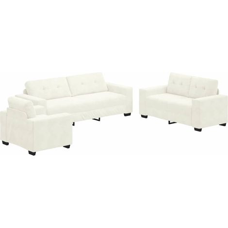Sofa Set 3 pcs Cream 221 x 80 x 80 cm Velvet vidaXL (1/5)