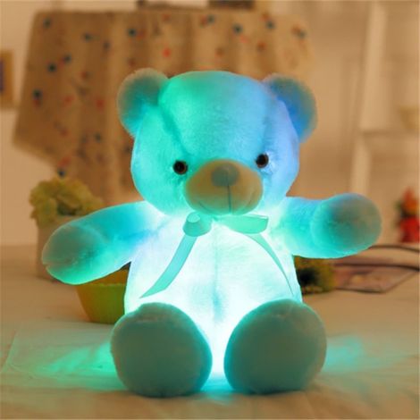 Ourson En Peluche Avec Veilleuse Led - Lumière Changeante Multicolore - Pour Chambre Ou Nourrice - 30 Cm - 1 Pièce (1/2)