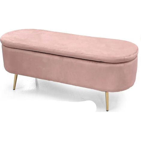 Panca contenitore de velluto rosa 122x41x47