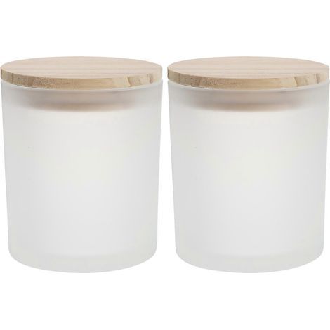 Set aus 2 kreativen Glaskerzenhaltern, schlichtes Design, elegante Wohndekoration – 9,5 x 7,5 x 7,5 cm – Weiß (1/4)