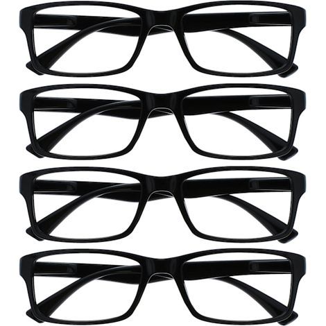 Lunettes de lecture noires de marque, lot de 4, style créateur, pour hommes et femmes, RRRR92-1, grossissement +3,50, noires.