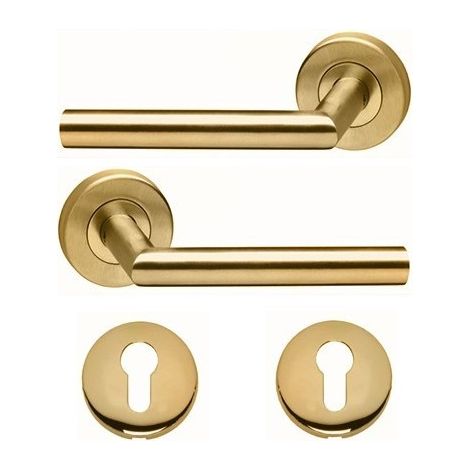 copia di copia di Maniglie per porta su rosette, modello “Elsa Angolo Vivo”, in acciaio inox 304, KLOSE BESSER +1 Coppia di rose cilindriche