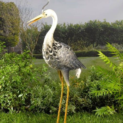 Solar Silhouette LED Decorative Metal - Heron