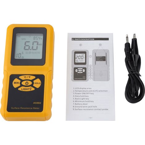 SMART SENSOR AS982 LCD Display Surface Resistance Meter Handheld Earth Resistance Tester (1/5)