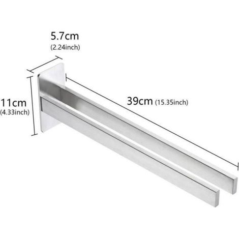 Porte-serviettes inox sans perage, mural, adhésif pour salle de bain Inox PORTE SERVIETTE ENEVAOCT (1/4)