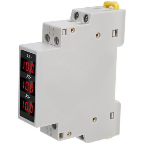 Dreiphasen-Amperemeter mit LED-Digitalanzeige zur DIN-Schienenmontage, hochpräzises Amperemeter mit großem Messbereich, Trendanzeige, AC 80–500 V, 1–100 A (1/5)