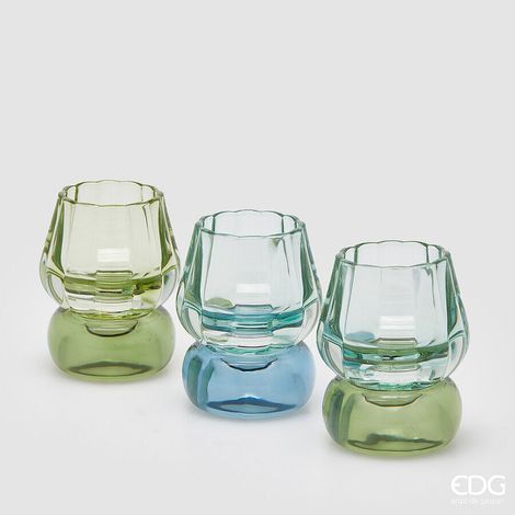 EDG Enzo De Gasperi Portacandela Amleto H 11 Cm D 8,5 Cm 3 Ass. Aqua 1 Pz