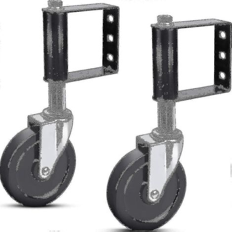 Roulettes de portail robustes à ressort avec plaque de fixation universelle, lot de 2, capacité de 100 kg, diamètre de 100 mm, en caoutchouc résistant au vieillissement (1/5)