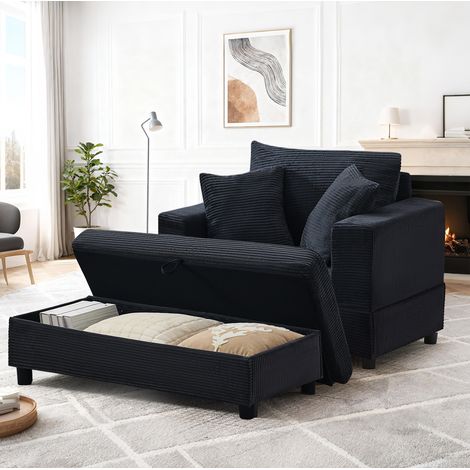 Canapé lounge avec rangement en métal et bois noir OKMYHOME (1/5)