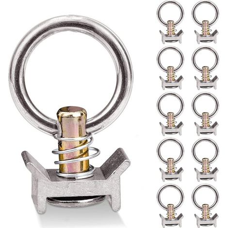10 Pièces de Clous d'Arrimage pour Rail Aéronautique avec Anneau, Points d'Ancrage 1000 kg pour Système de Guidage Aérien