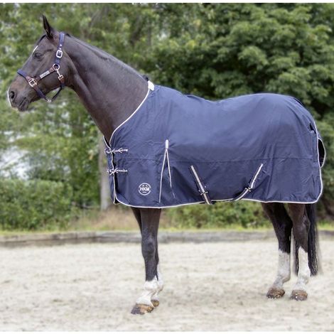Coperta da paddock impermeabile imbottita 100 g e tessuto esterno 600 denari modello Eco Light : 145 cm, Blu scuro (1/5)