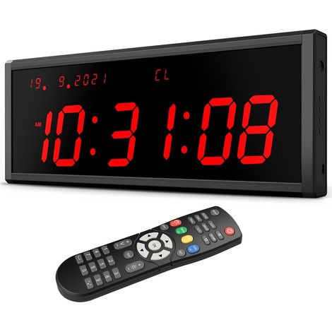 Grande horloge LED numérique surdimensionnée 3" Gym Timer Big LED Interval Workout Horloge murale avec heure et date Numérique Compte à rebours/Horloge Chronomètre for Gym Garage Boxe Entraînement Éta (1/5)