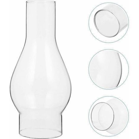 Lampenschirm aus Klarglas für Öllampe, Glas-Kaminschirm für Petroleumlampe, Lampenschirm für Petroleumlampe, austauschbare Zubehörteile (Größe: Klein)