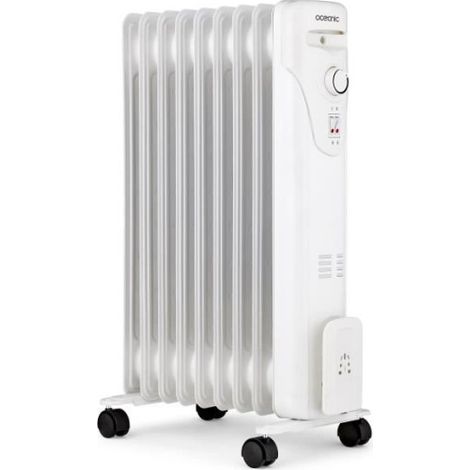 Radiateur bain d'huile électrique - 2000 Watts - OCEANIC - 3 puissances - 9 éléments - Mobile - Blanc (1/5)