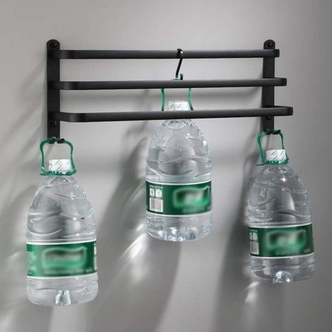 Portasciugamani da bagno, nero, da parete, per doccia e cucina, barre impermeabili ZDXR8 con ganci (50 cm, tre barre) (1/4)