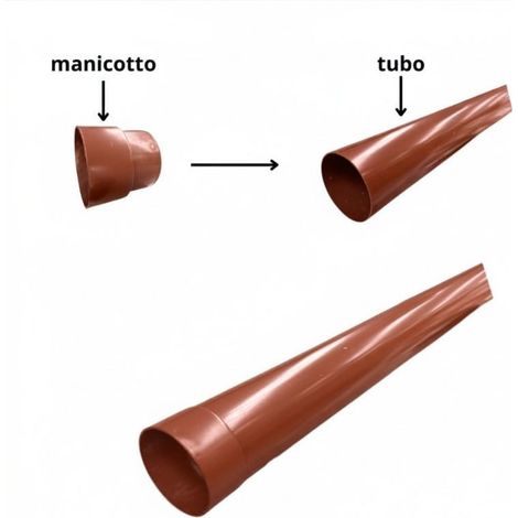 Tubo Pluviale "PLUVIA" in PMMA con Manicotto : Colore - Rame rosso, Diametro - 100, Metri Lineari - 1 metro (1/5)