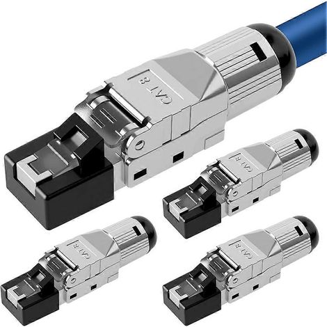 Lot de 4 connecteurs réseau CAT 8 RJ45 pour câble Ethernet LAN rigide (1/5)