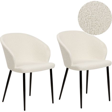 Conjunto de 2 sillas de comedor retro tapizadas con reposabrazos color blanco crema Mason (1/5)