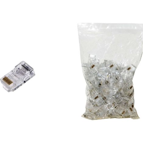 CONFEZIONE 100 PZ CONNETTORI 8 POLI PLUG RJ45 CAT.5E UTP 100PZ (LKPL85U)