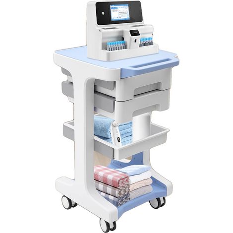 Carro multiusos, plástico ABS, carga máxima de 50 kg, estructura de 3 niveles, 2 cajones, cuatro ruedas universales. (1/5)