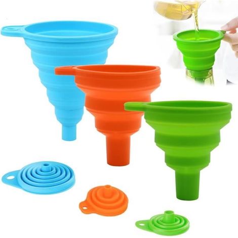 Entonnoir Alimentaire - 3Pcs - Silicone Pliable - Facile à Nettoyer - Pour Liquides Divers (1/4)