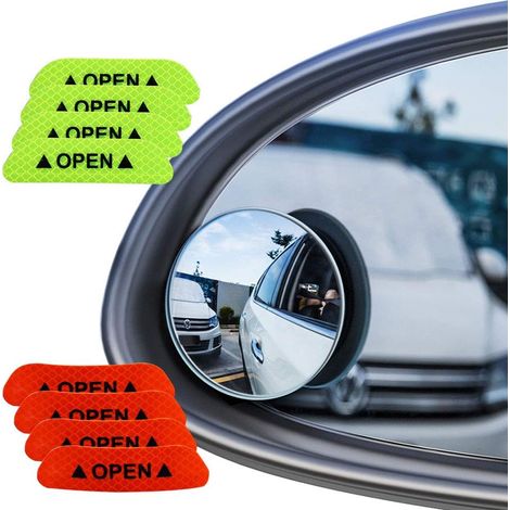 Retroviseur Convexe Pour Angle Mort - 50 mm - Rotation 360° - Verre HD Étanche - Pour Voiture SUV Moto - Lot de 4 + Autocollant Réfléchissant - 8 Pièces (1/5)