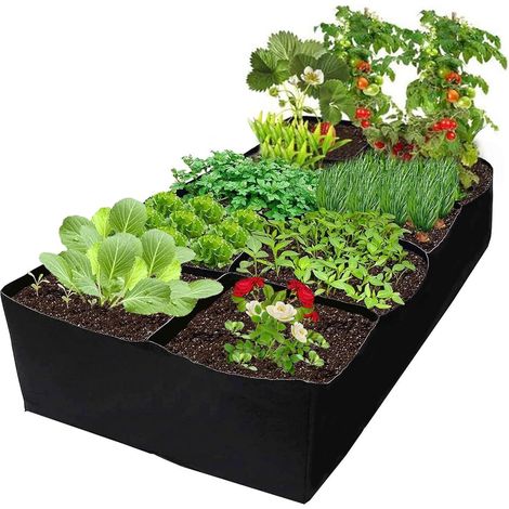 Sacs à Plantes 486L 8 Plaids Tissu Non Tissé, Sac Plantation Jardin Grande Capacité, Pots Culture Respirant pour Tomates, Fleurs, Légumes, Fraises, Poivrons, Carottes, Vegetaux,Bulbes, Pommes de Terre (1/5)