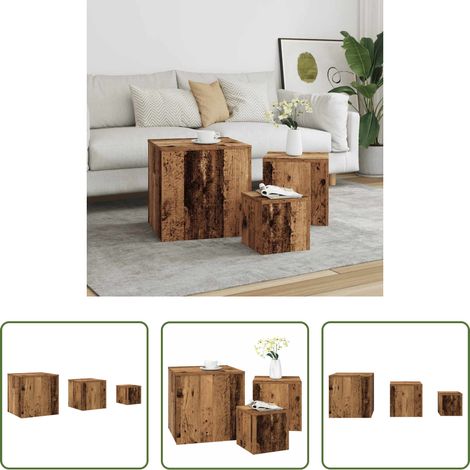 Wohnzimmerbeistelltisch - Beistelltische 3 Stk. Artisan-Eiche Holzwerkstoff (1/5)