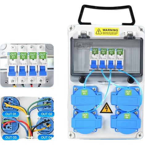 Caja de alimentación portátil, clase impermeable, múltiples tomas de corriente, A (1/5)
