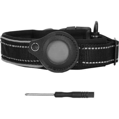 Collier réfléchissant pour chien, réglable, robuste, rembourré en néoprène, avec support Airtag, pour chiens de taille moyenne et grande, 38 à 45cm (1/5)