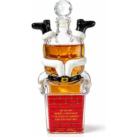 Carafe à whisky transparente en forme de cheminée du Père Noël - Bouteille à liqueur en verre - Décoration de Noël originale pour la maison ou le bar (1/5)