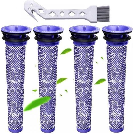 Filter, passend für Dyson DC58 DC59 DC61 DC62 DC74 V6 V7 V8 Ersatzfilter, 4 Stück + gratis Schwanenhalsbürste (V6) (1/4)