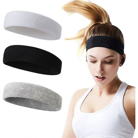 Sport-Stirnband – Unisex-Sport-Stirnband – Damen-Stirnband – Erwachsenengröße – Elastisch und rutschfest – Geeignet für Yoga und Laufen – 3er-Pack